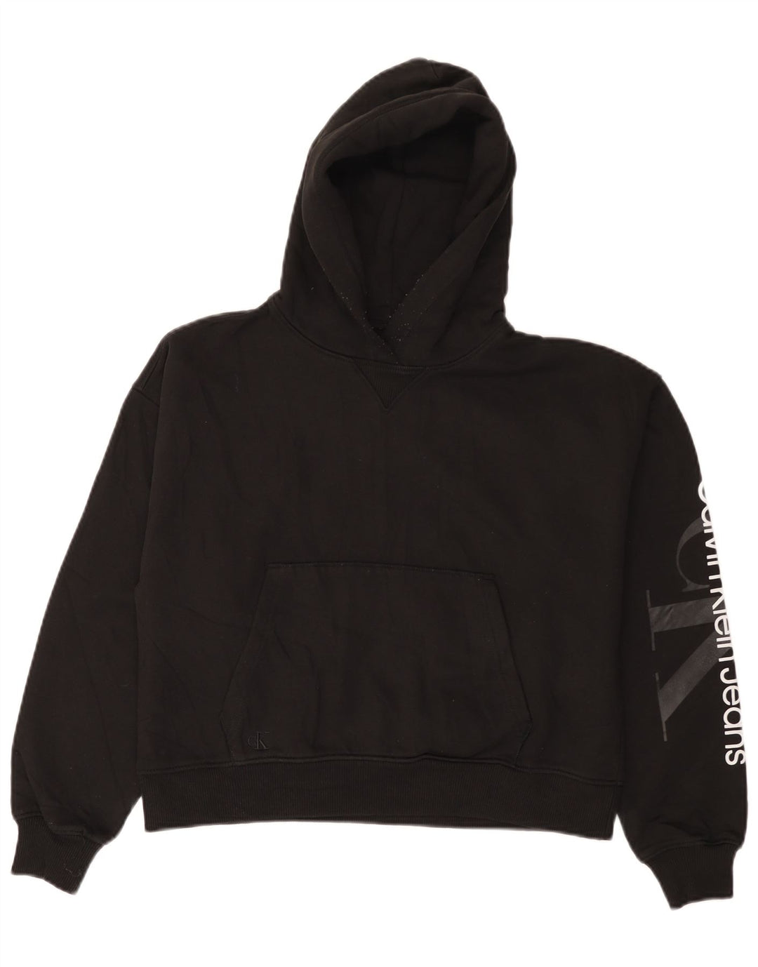 CALVIN KLEIN JEANS Damen Übergroßer Kapuzenpullover UK 10 Small Schwarz