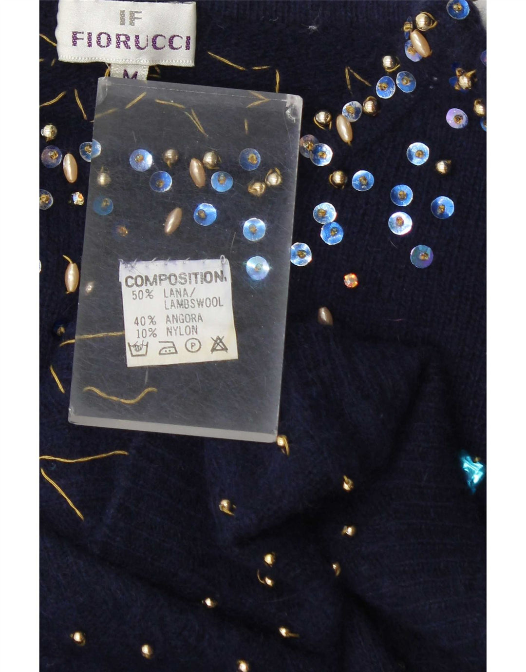 Fiorucci Damen-Pullover mit U-Boot-Ausschnitt, Gr. 14, mittelmarineblau gepunktet