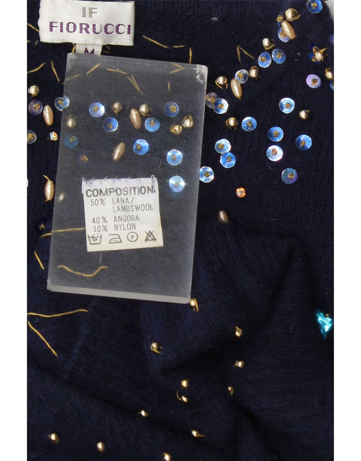 Fiorucci Damen-Pullover mit U-Boot-Ausschnitt, Gr. 14, mittelmarineblau gepunktet