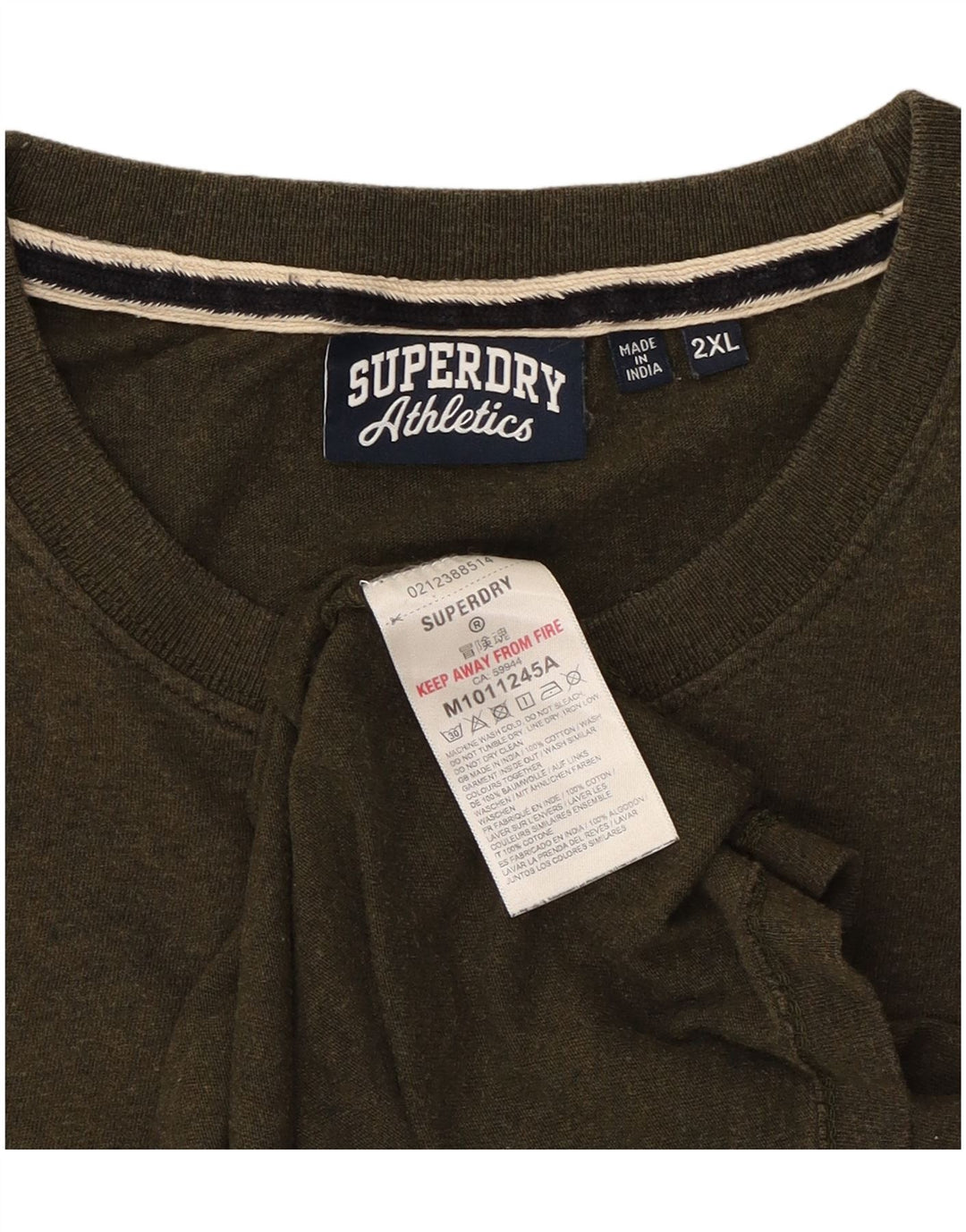 Superdry Herren T-Shirt Top 2XL Khaki Baumwolle