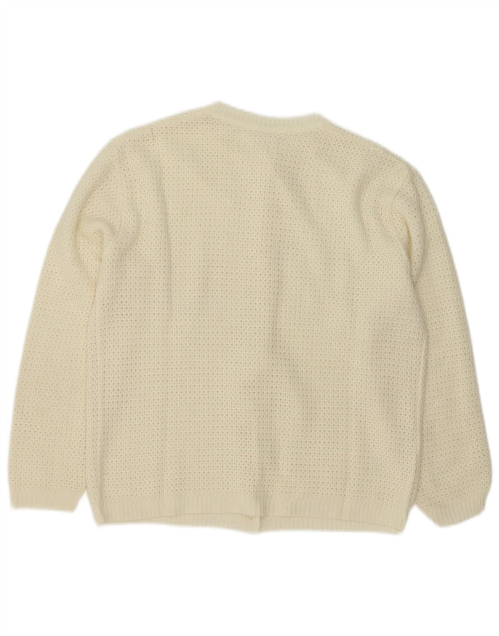Vintage Damen Cardigan Pullover UK 14 Mittelweiß