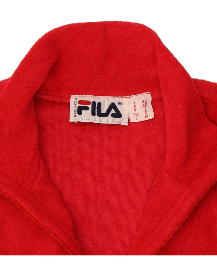 FILA Mens Zip Neck Fleece Jumper Small Red Vintage Fila and Second-Hand Fila from Messina Hembry 