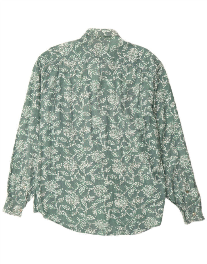 Vintage Herrenhemd Große grüne Viskose mit Blumenmuster