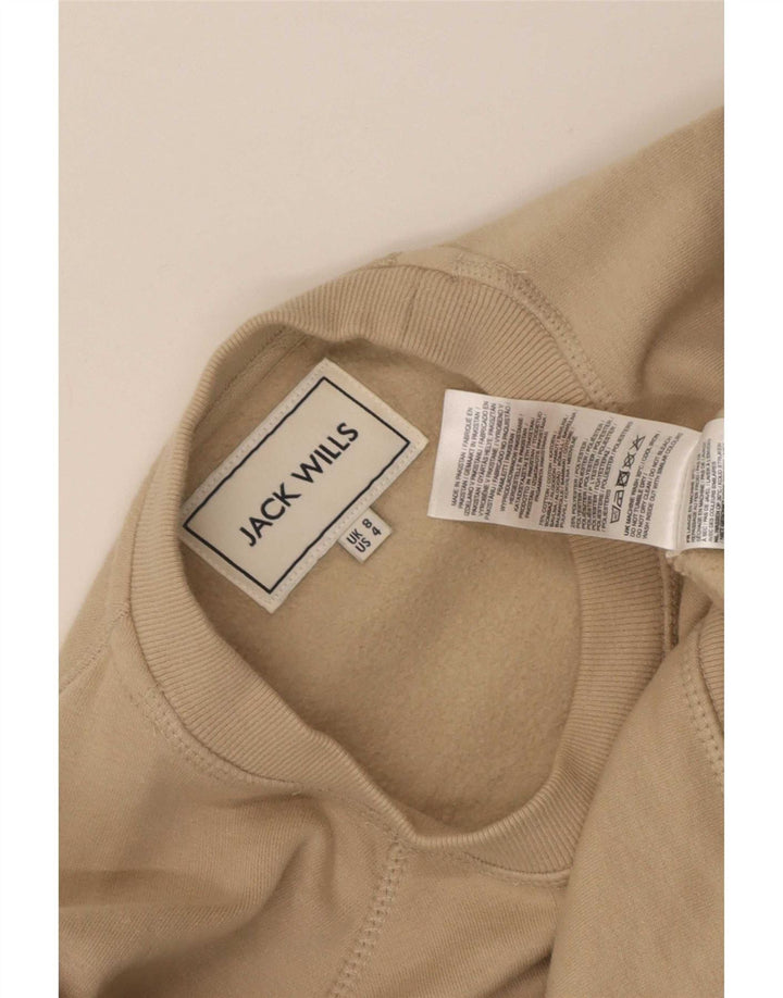 Jack Wills Womens Oversized Sweatshirt Jumper UK 8 Small Beige Cotton