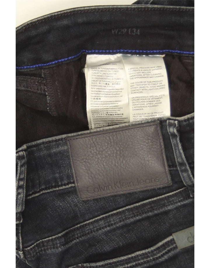 Calvin Klein Herren Skinny Jeans W29 L34 Schwarze Baumwolle