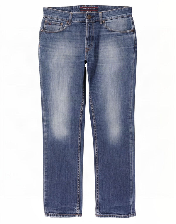 Tommy Hilfiger Herren Straight Jeans W33 L32 Blaue Baumwolle
