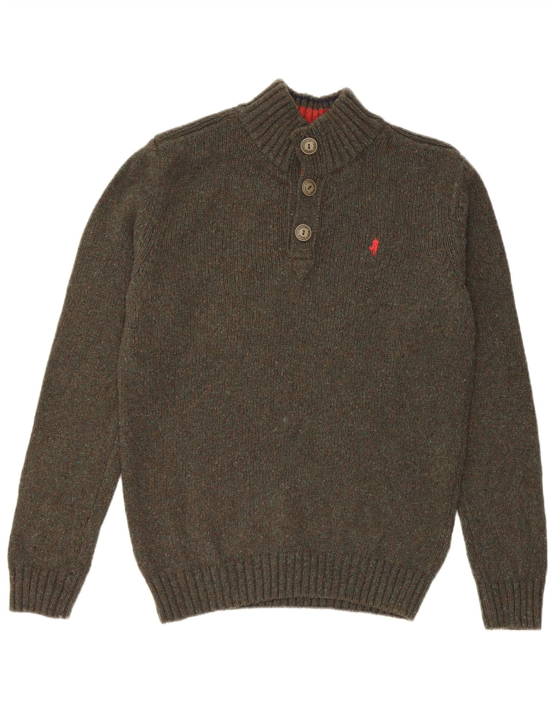 Marlboro Classics Herren-Pullover mit Knopfkragen, große graue Wolle