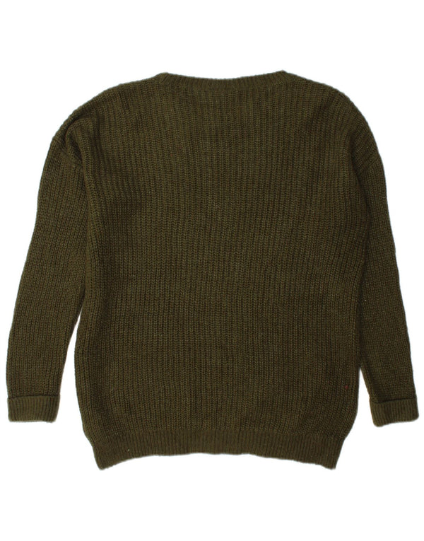 Topshop Damen-Pullover, übergroß, U-Boot-Ausschnitt, UK 6, XS, Khaki, Acryl