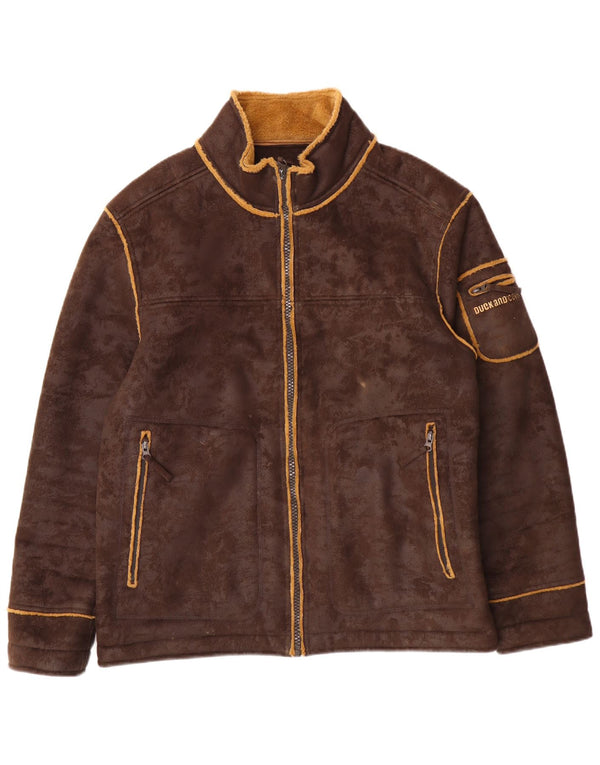 DUCK AND COVER Sherpa-Jacke für Herren, UK 40, Größe L, Braun, Polyester