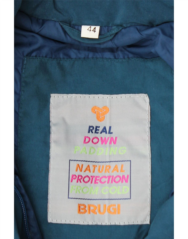 BRUGI Damen Übergroßer, wattierter Mantel mit Kapuze IT 44 Mittelblaues Polyester