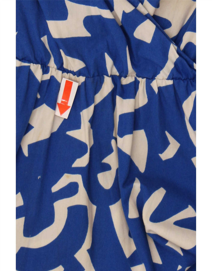 Zara Damenkleid mit abstraktem Muster und Rüschen, gestuft, UK 14, groß, Blau