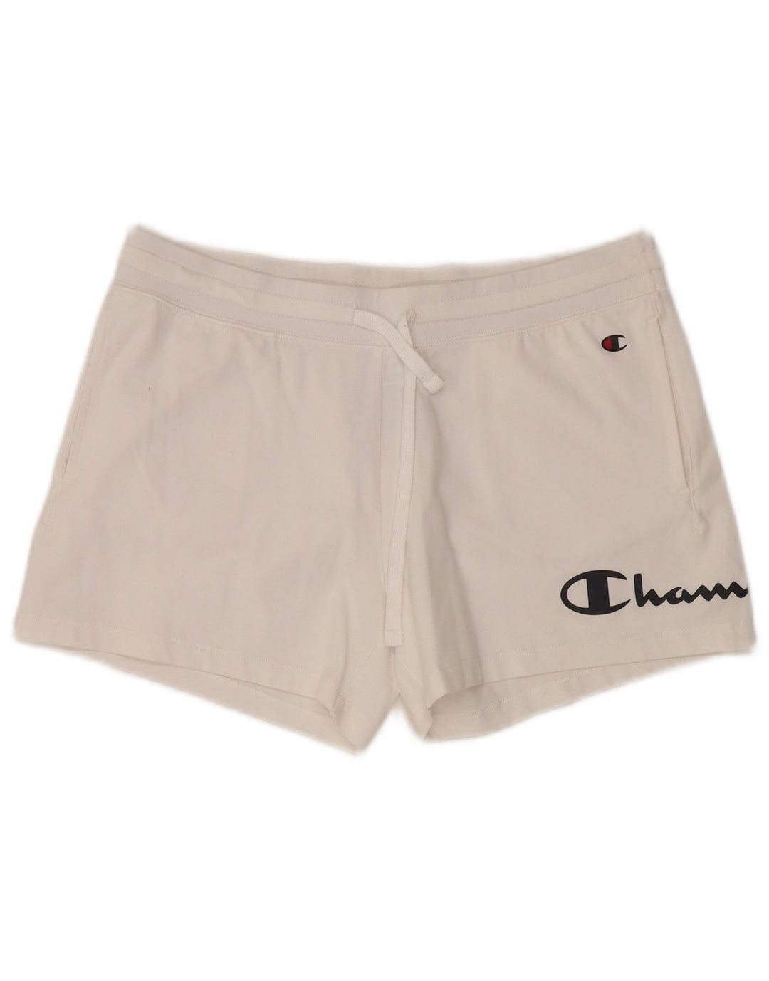 CHAMPION Damen Graphic Sport Shorts UK 16 Large Weiße Baumwolle