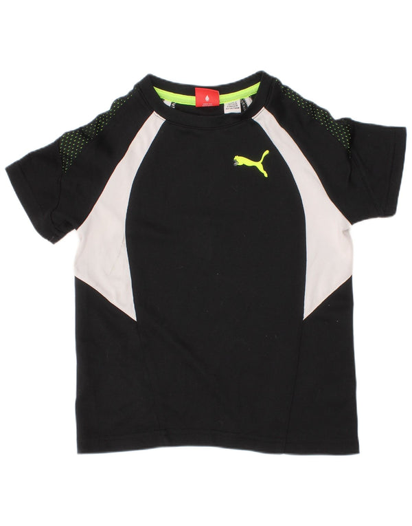 Puma T-Shirt für Jungen, 4–5 Jahre, schwarzes Colourblock-Polyester