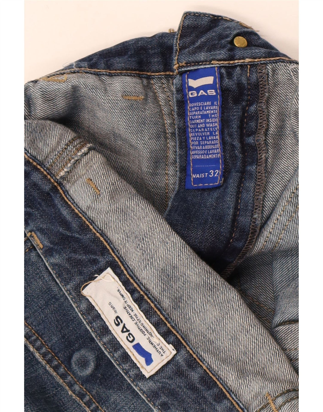 GAS Herren Distressed Bootcut Jeans W32 L34 Blau