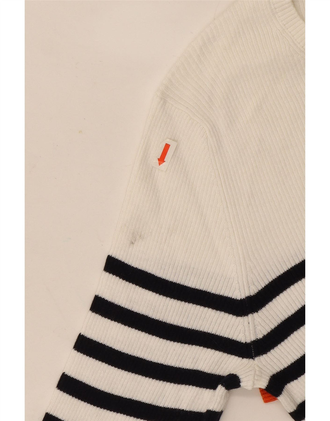 Massimo Dutti Damen-Pullover mit U-Boot-Ausschnitt, UK 12, mittelweiß gestreift