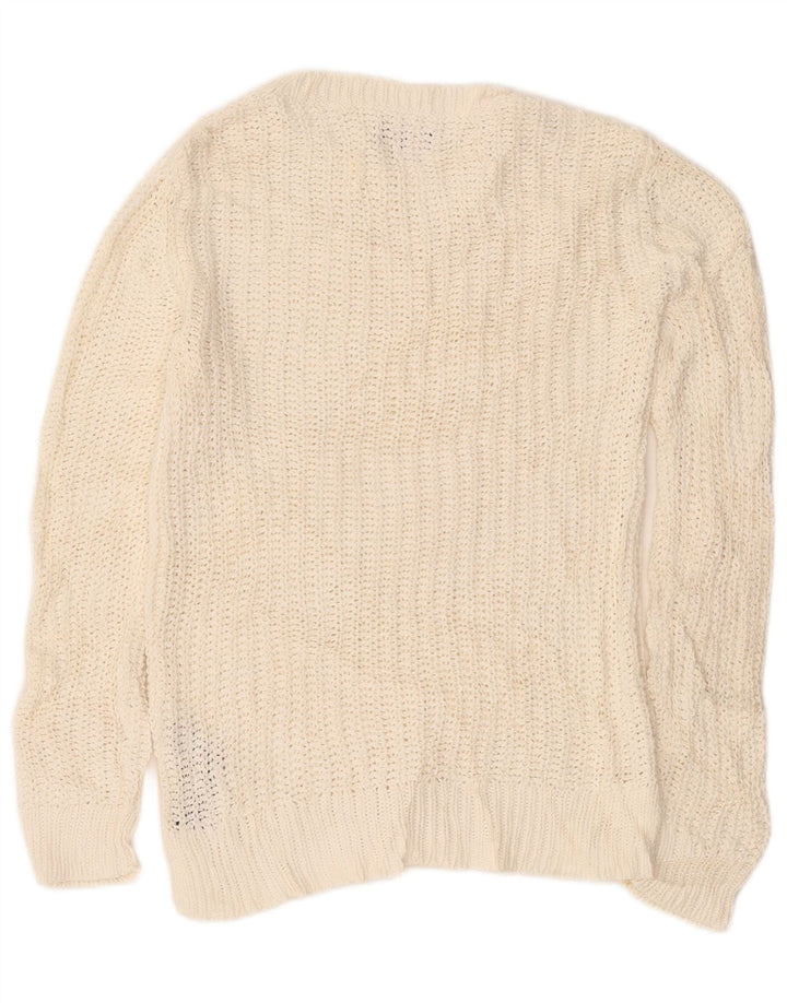 Nautica Damen-Pullover mit U-Boot-Ausschnitt, UK-Gr. 14, mittlere, cremefarbene Baumwolle