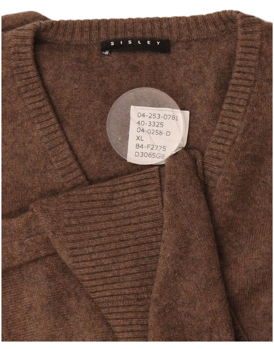 Sisley Damen-Pullover mit V-Ausschnitt, Gr. 18, XL, Braun