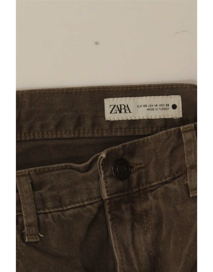 Zara Damen Straight Jeans EU 46 2XL W36 L26 Khaki