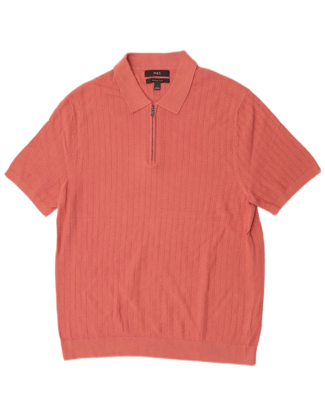 Marks & Spencer Herren-Poloshirt, groß, rosa, Baumwolle