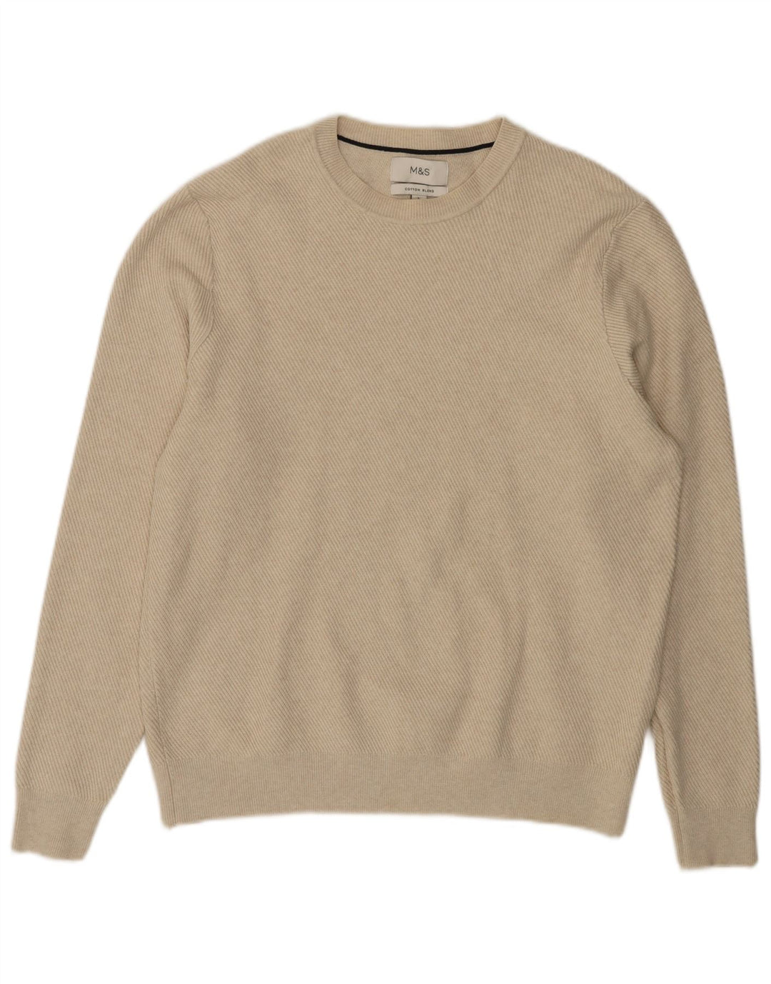 Marks & Spencer Herren-Pullover mit Rundhalsausschnitt, groß, beige, Polyester
