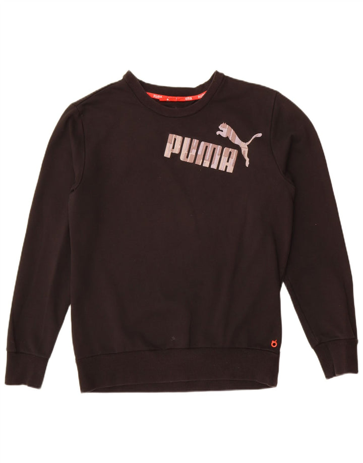 Puma Herren Grafik-Sweatshirt-Pullover aus mittelschwarzer Baumwolle