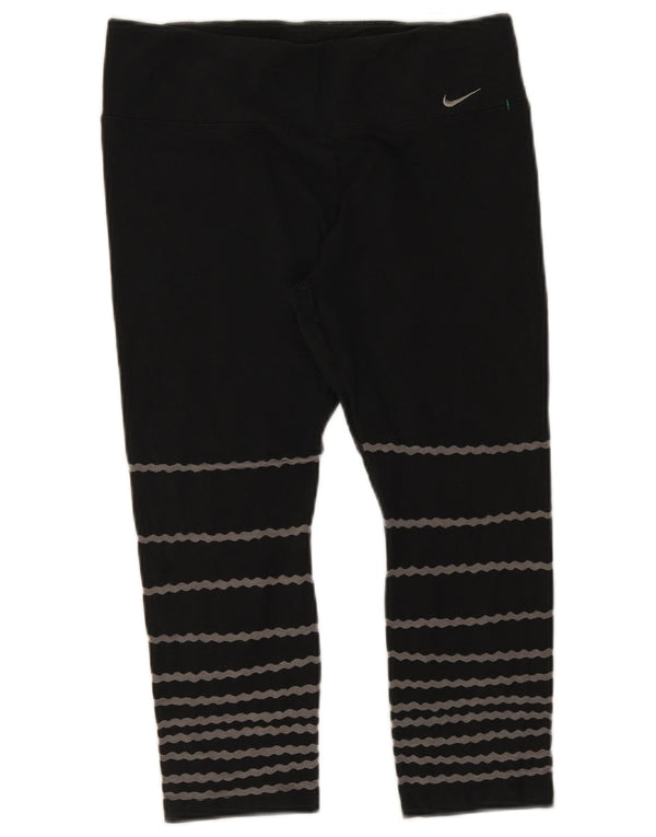 Nike Damen Capri-Leggings UK 14 Große schwarz gestreifte Baumwolle
