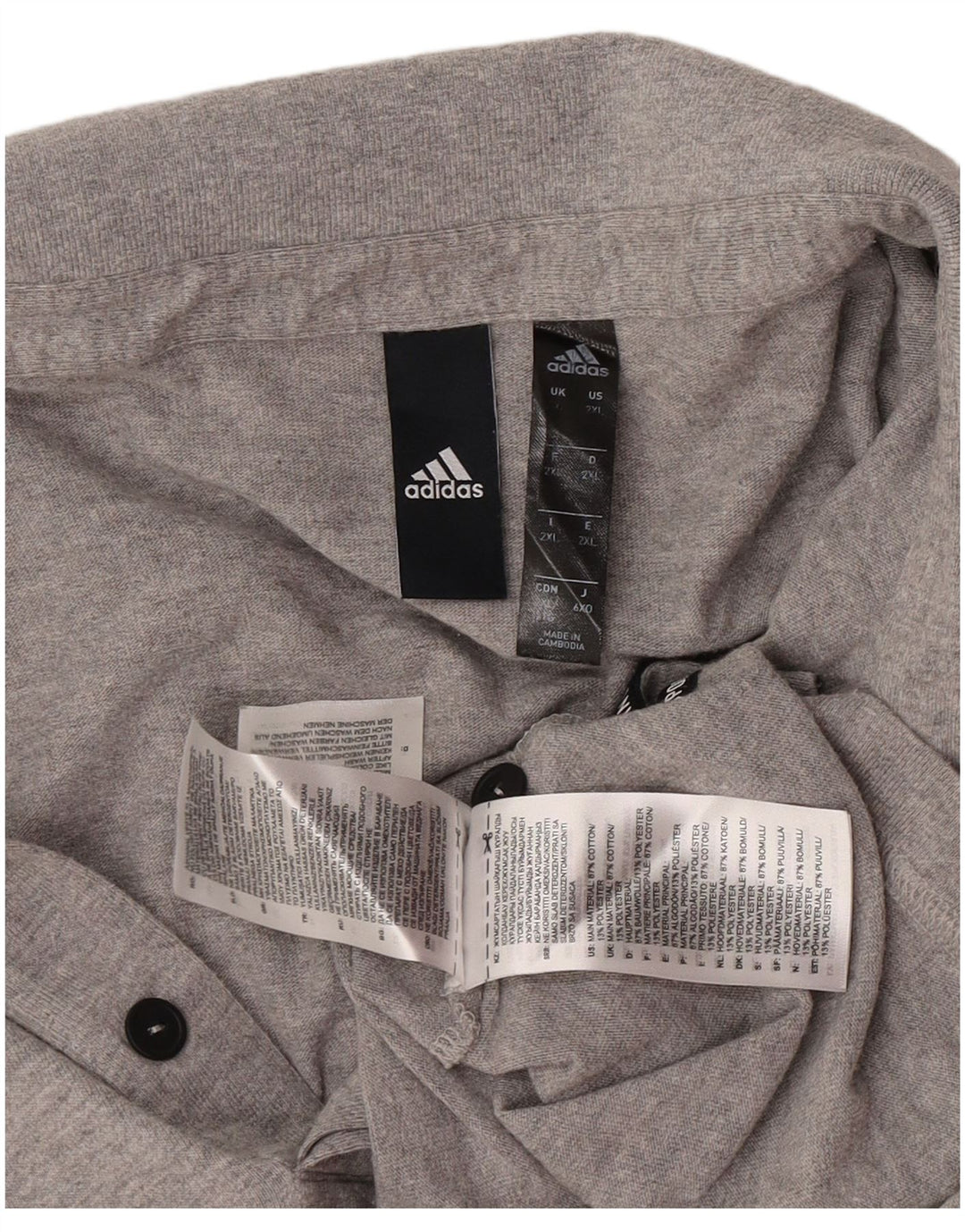Adidas Herren Poloshirt 2XL Grau Baumwolle