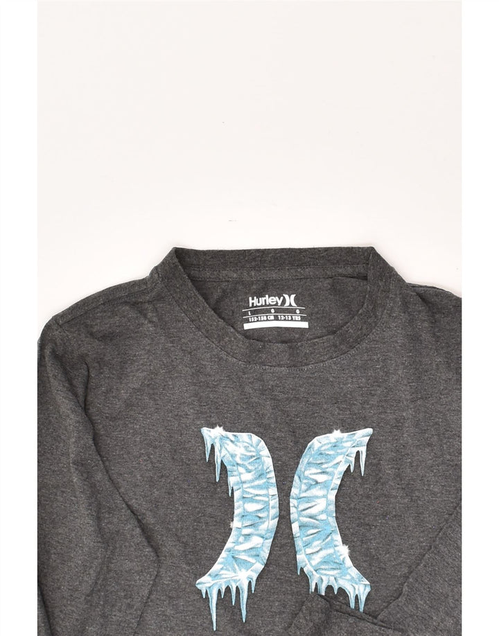 HURLEY Boys Graphic Top Long Sleeve 12-13 Years Large  Grey | Vintage Hurley | Thrift | Second-Hand Hurley | Used Clothing | Messina Hembry 