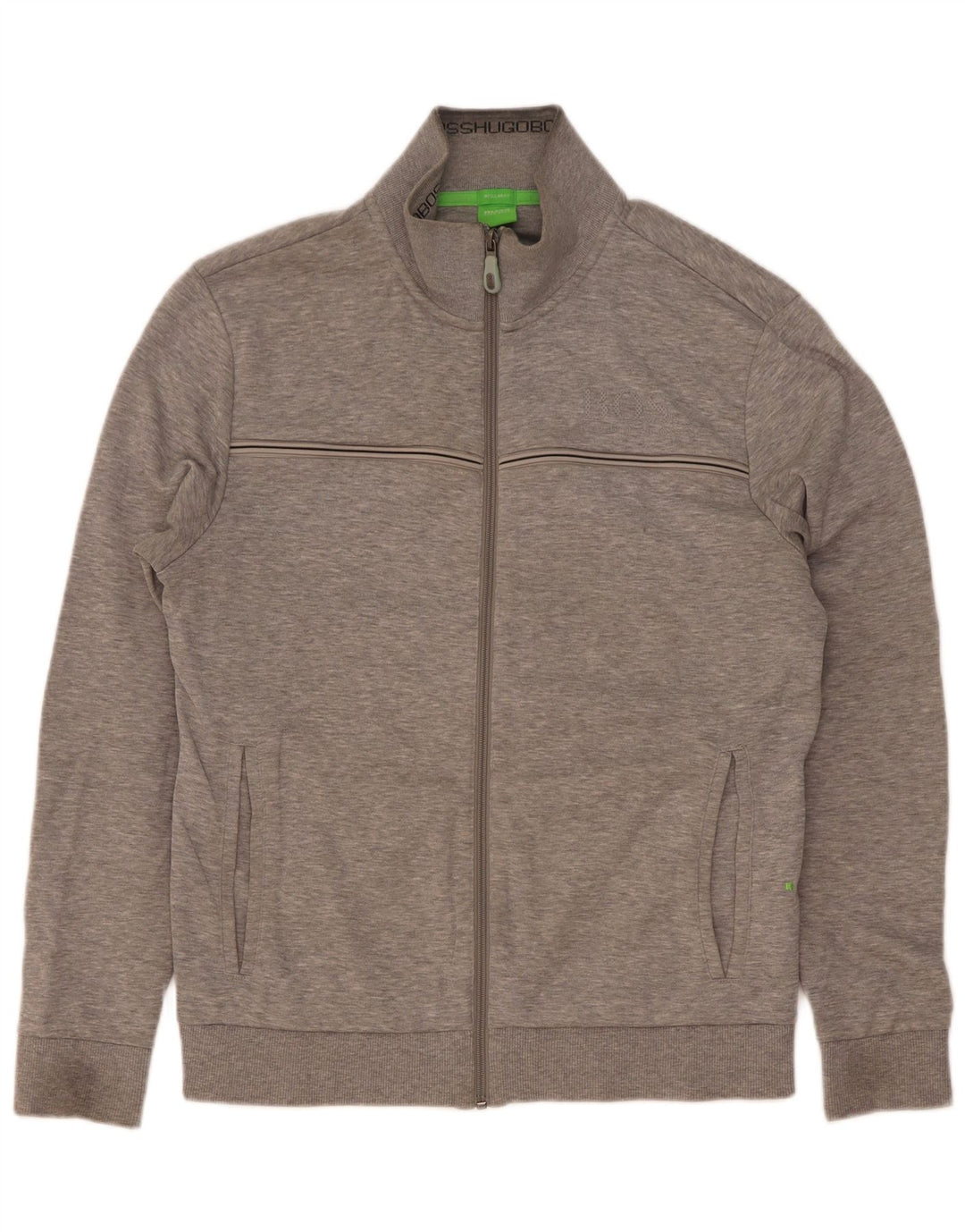 Hugo Boss Herren-Trainingsanzug-Oberteil, Jacke, klein, grau gestreift, Baumwolle