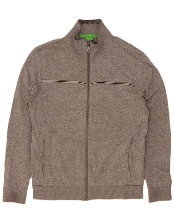Hugo Boss Herren-Trainingsanzug-Oberteil, Jacke, klein, grau gestreift, Baumwolle