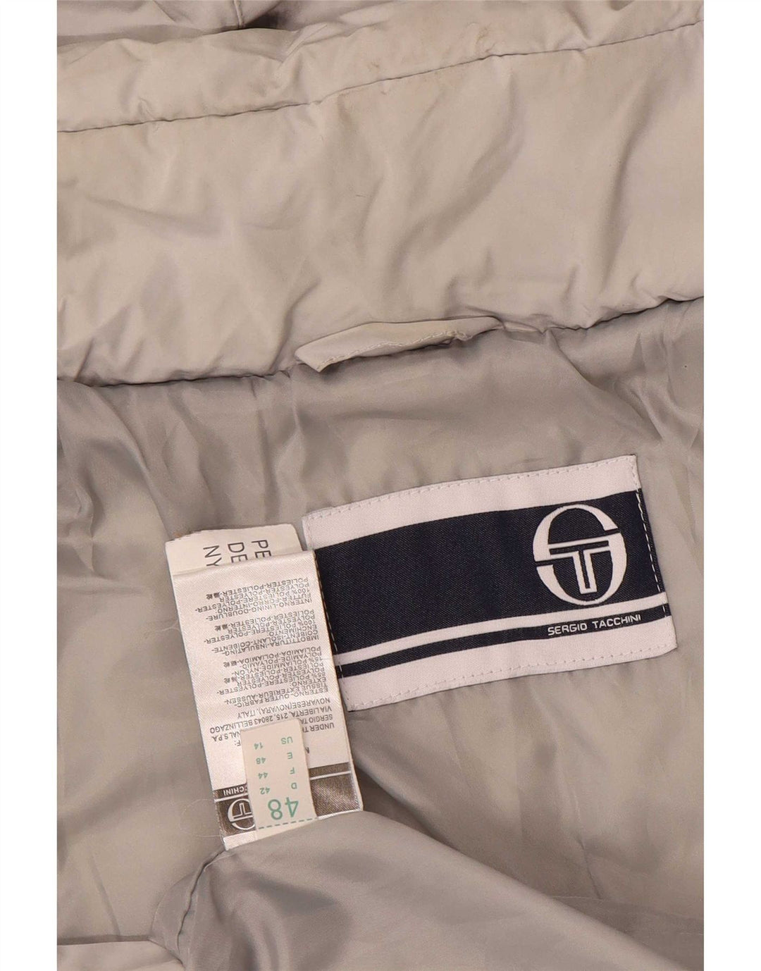 Sergio Tacchini Wattierte Damenjacke mit Kapuze US 14 XL Graues Polyester