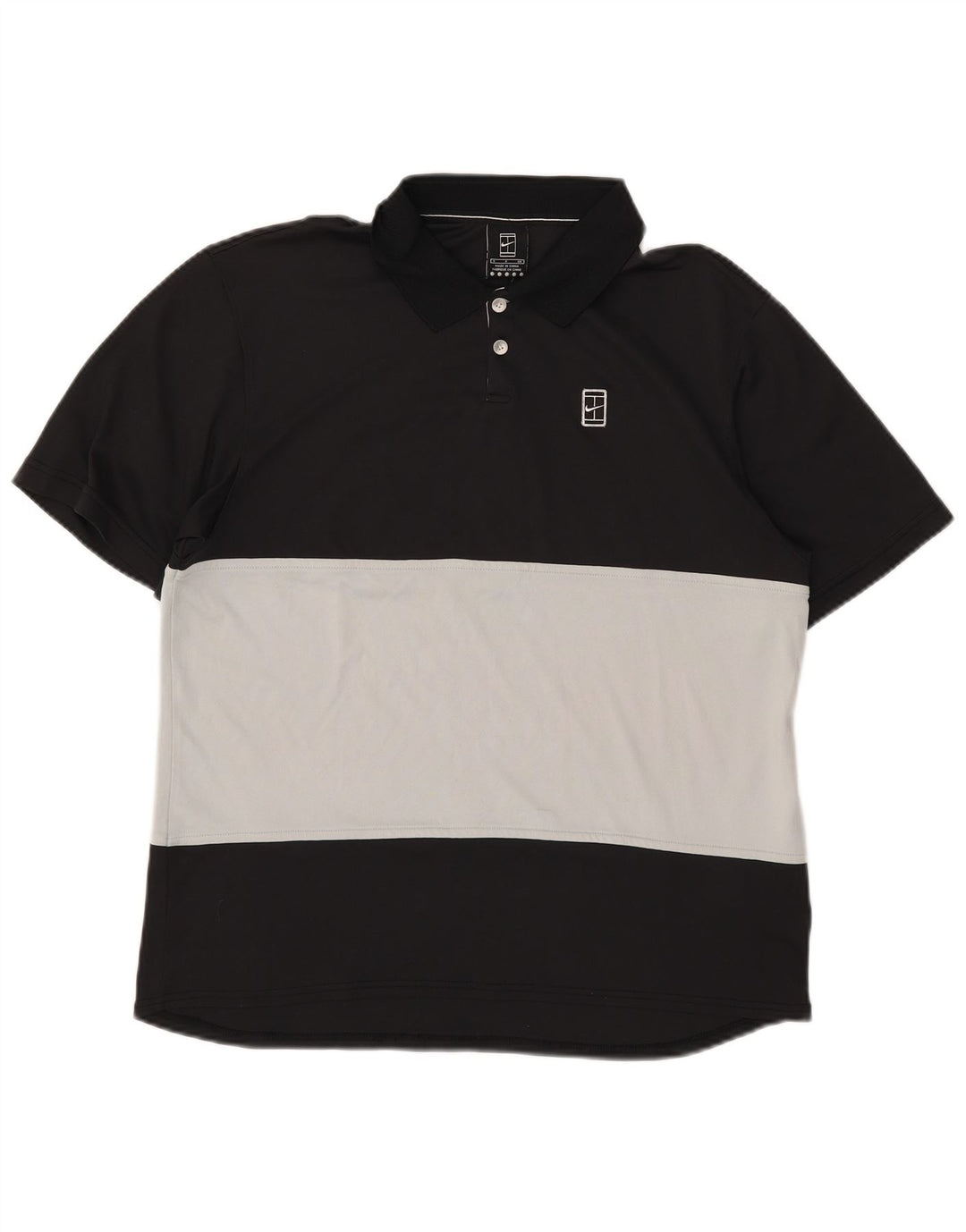 Nike Herren-Poloshirt, Größe S, Schwarz, Colourblock-Polyester