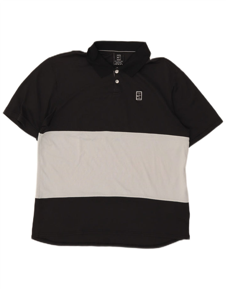 Nike Herren-Poloshirt, Größe S, Schwarz, Colourblock-Polyester