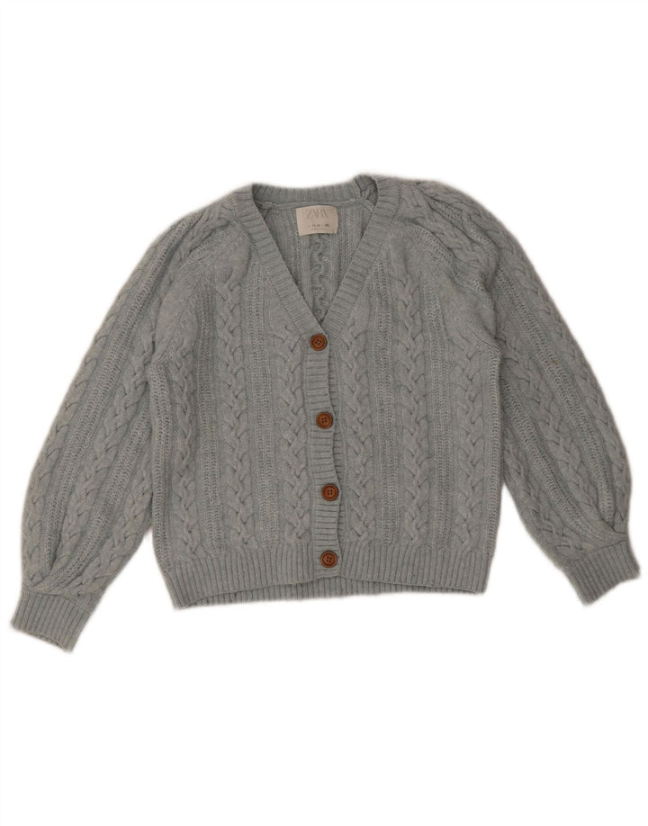 Zara Mädchen-Cardigan-Pullover, 11–12 Jahre, blaues Polyester