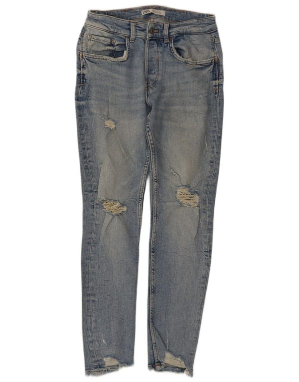 Zara Herren Distressed Skinny Jeans EU 38 Small W30 L28 Blaue Baumwolle
