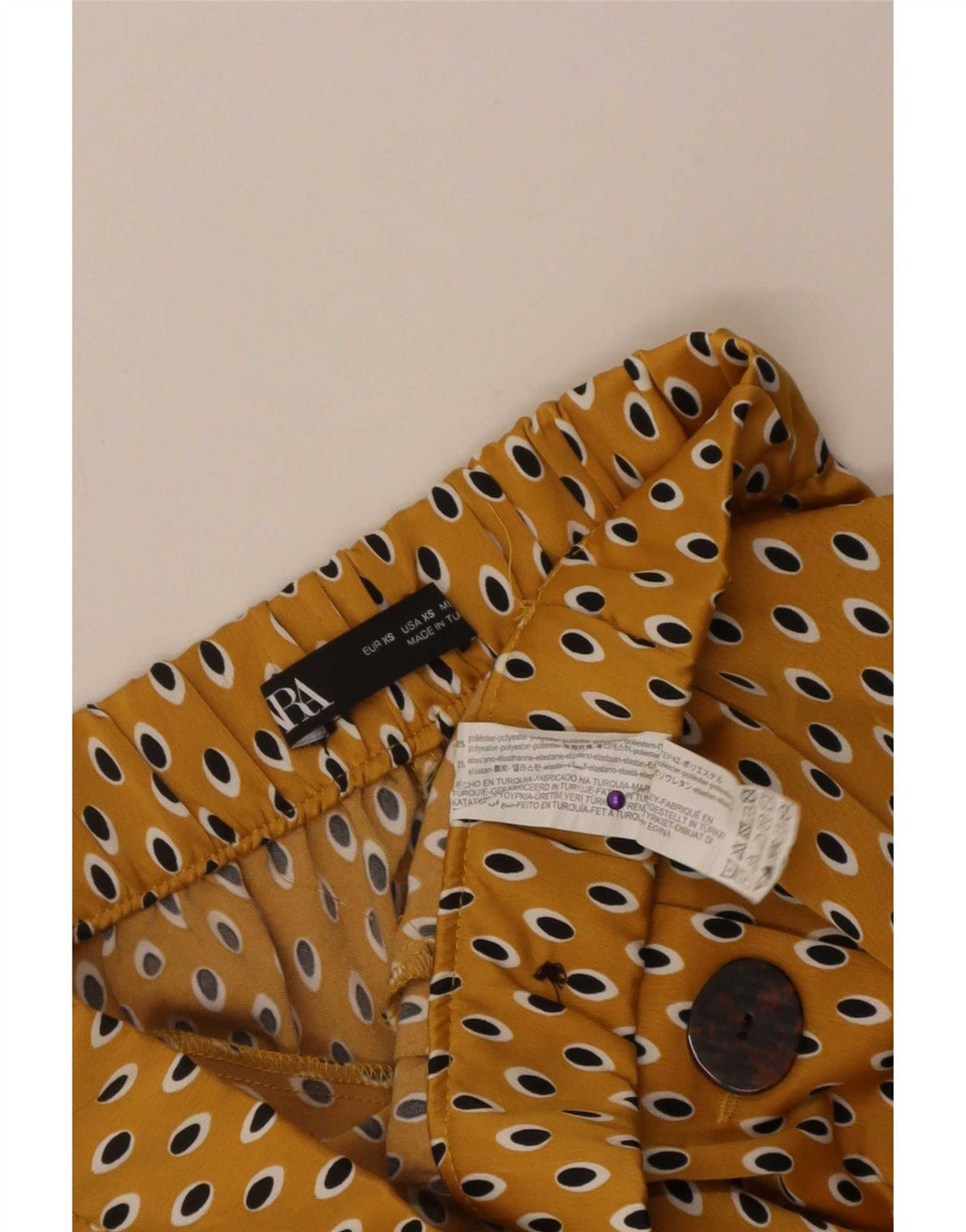 Zara Damen Caprihose XS W24 L21 Gelb geflecktes Polyester