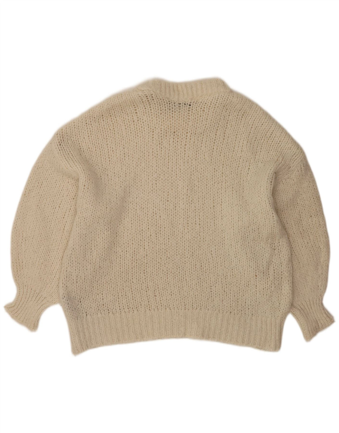 Zara Damen-Pullover, übergroß, Rundhalsausschnitt, Gr. 10, Größe S, gebrochenes Weiß