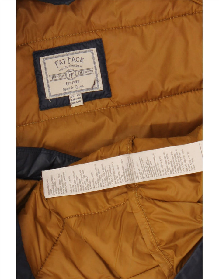 Fat Face wattierte Damenjacke mit Kapuze, UK 14, Größe L, marineblaues Nylon