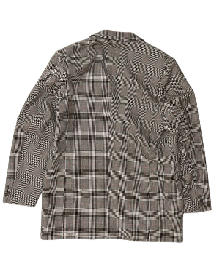 VINTAGE Herren-Blazer mit 3 Knöpfen, UK 38, Mittelgrau mit Hahnentrittmuster