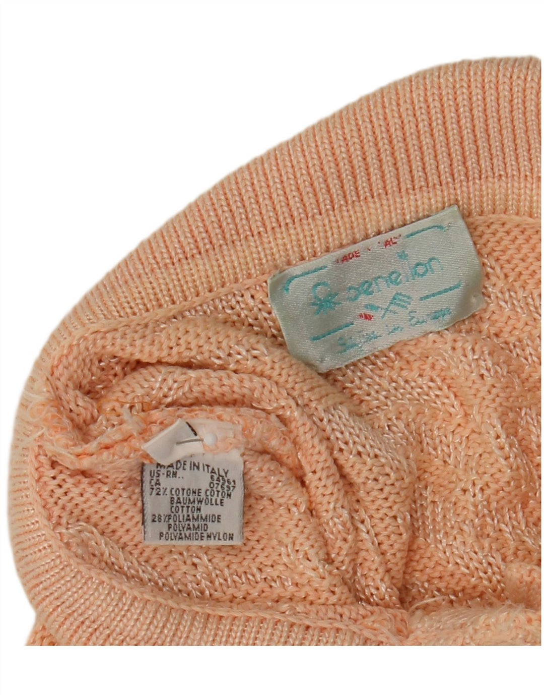 Benetton Damen Rollkragenpullover mit abstraktem Muster IT 48 XL Pink