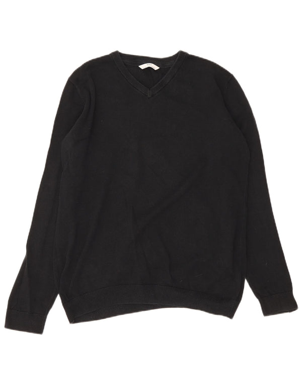 Marks & Spencer Jungen-Pullover mit V-Ausschnitt, 15–16 Jahre, schwarze Baumwolle