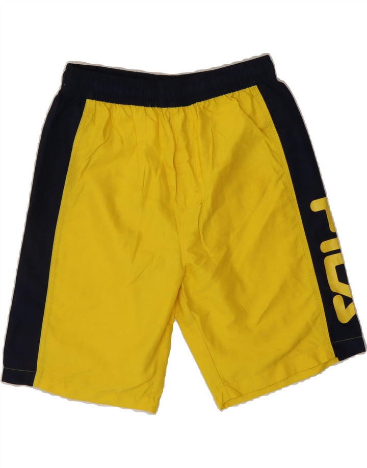 FILA Boys Graphic Sport Shorts 15-16 Years Yellow Colourblock Polyester Vintage Fila and Second-Hand Fila from Messina Hembry 