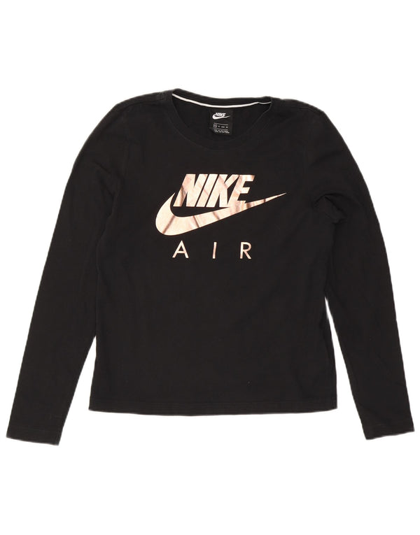 Nike Womens Graphic Top Langarm UK 6 XS Schwarz Baumwolle