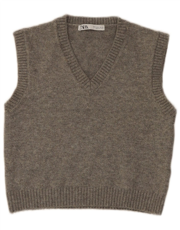 Zara Damen Weste Tank Top UK 10 Small Grau Polyester