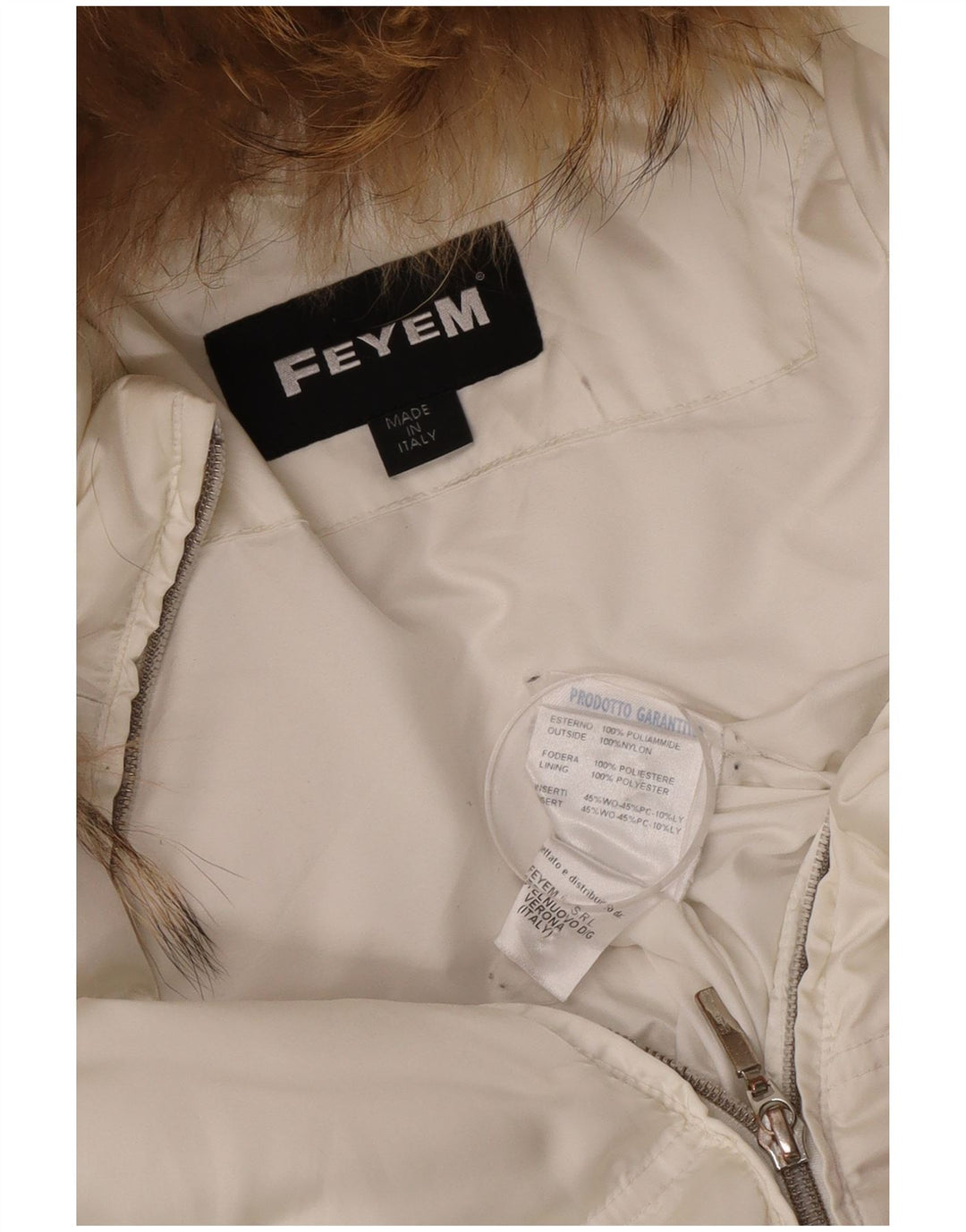 Gepolsterte Vintage-Damenjacke mit Kapuze, UK 14, mittelweißes Nylon