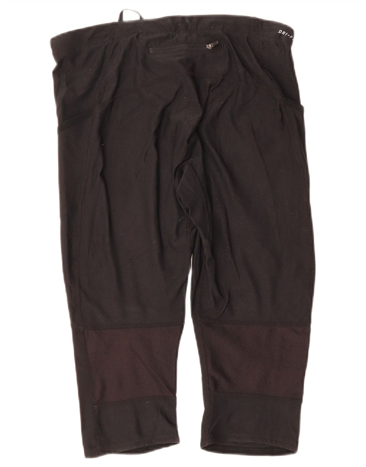 NIKE Womens Dri Fit Capri Trainingshose UK 14 Large Schwarz Polyester