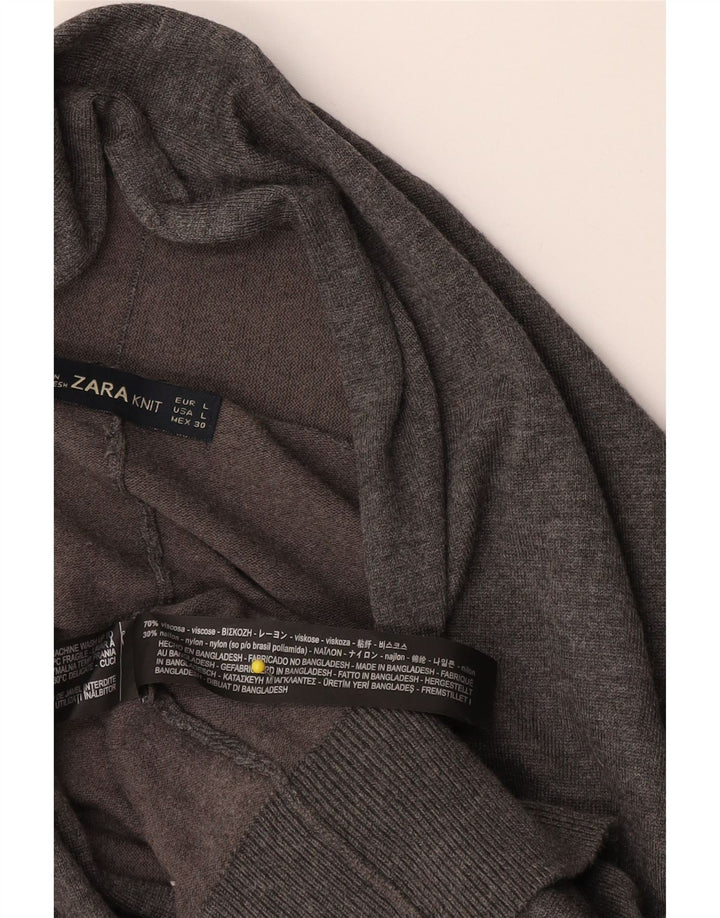 Zara Damen-Strickjacke in Übergröße, Gr. 42, Größe L, graue Viskose