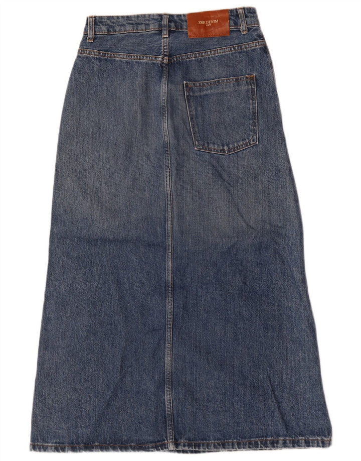 Zara Damen Jeansrock Small W26 Blaue Baumwolle