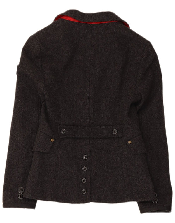 Superdry Damen-Blazerjacke mit 2 Knöpfen, UK 6, XS, graue Wolle