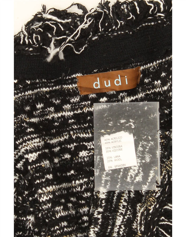 VINTAGE Damen Strickjacke Pullover UK 10 Kleines schwarz gestreiftes Acryl